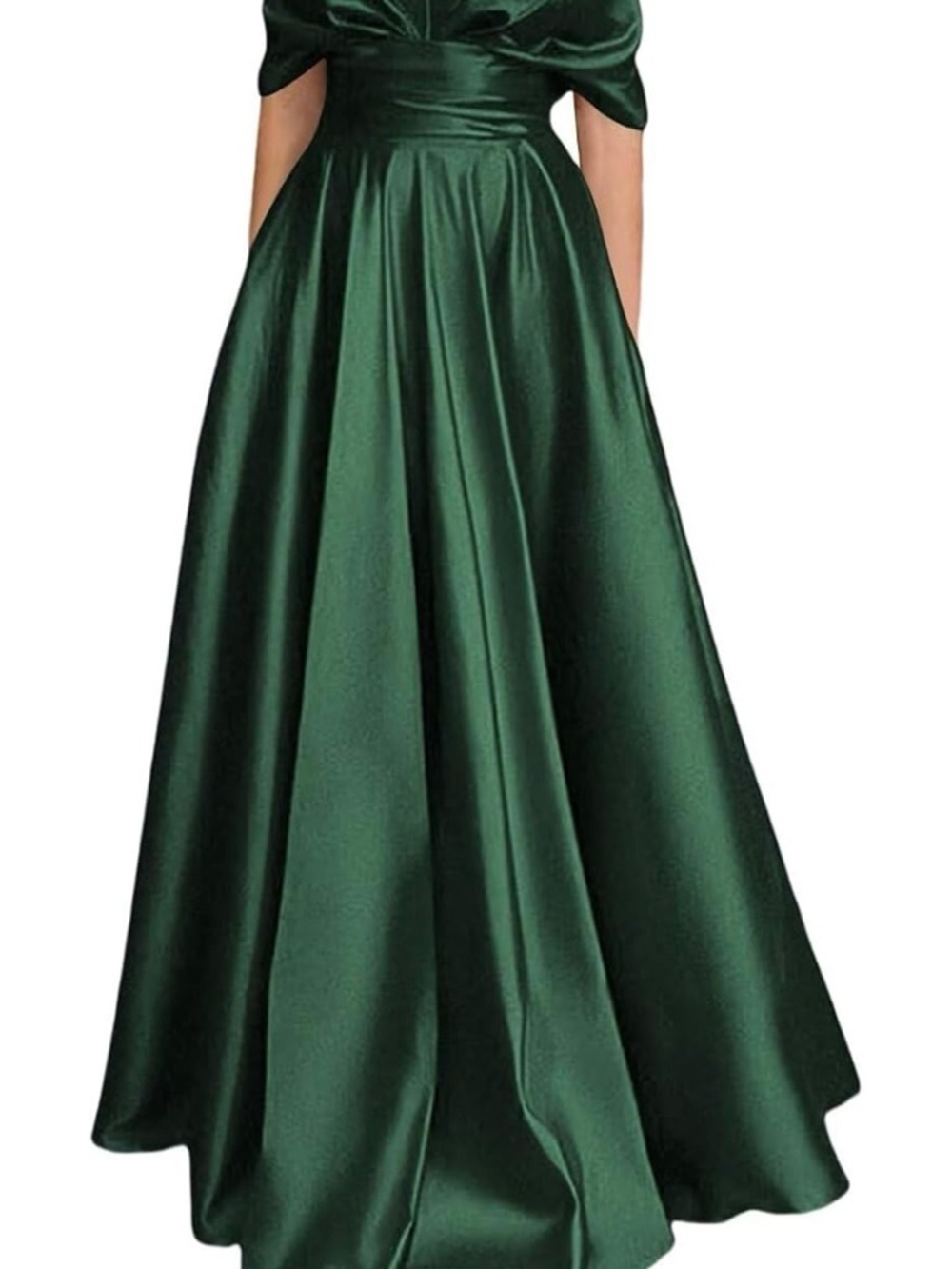 Elegant Forest Green Satin Evening Gown